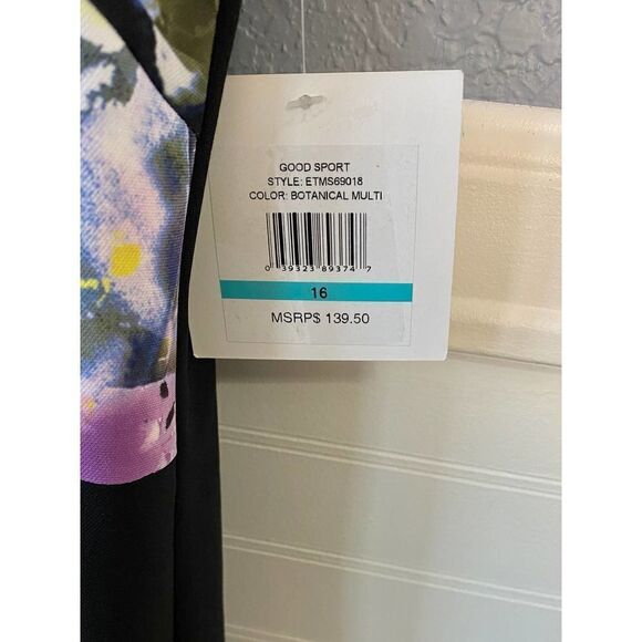 Ellen Tracy Plus size Color Block Floral A-Line Sleeveless Dress Size 16 NWT - Picture 9 of 9